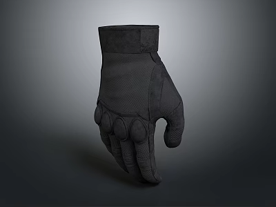 Black Synthetic Leather Protective Gloves with Textured Palm Grip and Padded Knuckles for Sports 3d model