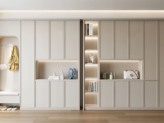 Modern Shoe Cabinet Simple Cream Shoe Cabinet 3d model