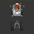 Orange And White Agricultural Machinery With Large Tires Mechanical Structure And Equipment