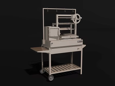 Wheeled Industrial Equipment Cart With Control Panel And Circular Component 3d model