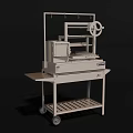 Wheeled Industrial Equipment Cart With Control Panel And Circular Component