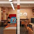 Modern Hot Pot Restaurant Interior With Wooden Decor Plants Dining Tables And Seating