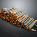 Stacked Natural Wooden Logs with Rustic Brown and Gray Surface Texture