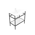 Contemporary White Washbasin with Black Metal Stand and White Lower Shelf