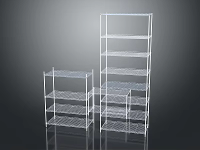 White Metal Wire Shelving Units Set Of Two With Multiple Tiered Storage Racks 3d model