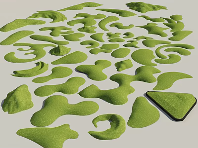 Abstract Garden Landscape With 3D Green Irregular Shapes Modern Design And Diverse Vegetation Elements 3d model