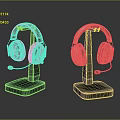 Computer Gaming Headsets With Microphone Black And White RGB Stand Mount Design