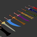 Colorful Decorative Swords With Various Designs And Unique Handle Details