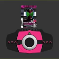 Vibrant Pink And Black Electronic Device With Round Core And Inserted Colorful Card