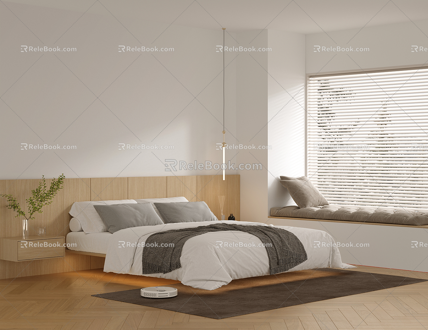 Modern Bedroom Suspension Bed 3d model