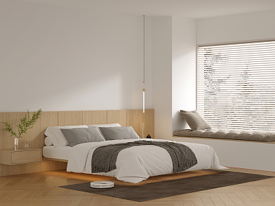 Modern Bedroom Suspension Bed 3d model