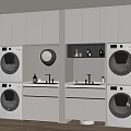 Modern White Balcony Cabinet with Washing Machines Sink and Storage Space