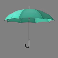 Green Umbrella With Black Curved Handle Classic Design And Waterproof Material