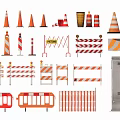 Essential Road Facilities With Traffic Cones Barriers Warning Signs Reflective Guards And Construction Barrels
