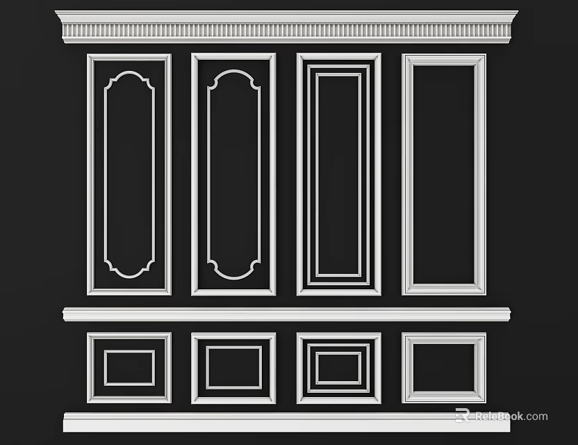 Various Gypsum Molding Designs for Interior Wall Decoration with Elegant Patterns 3d model 