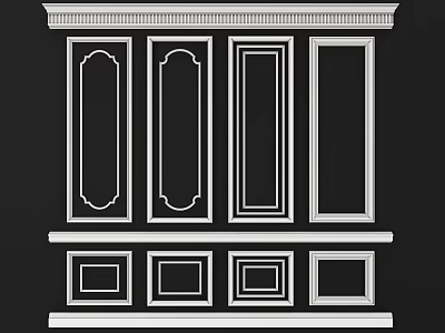 Various Gypsum Molding Designs for Interior Wall Decoration with Elegant Patterns 3d model