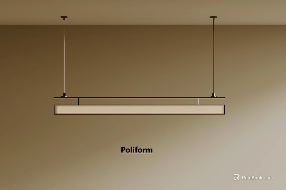 Pollform Modern Linear Pendant Light With Sleek Metal Frame And Soft Illumination 3d model 