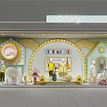 Colorful Children's Clothing Shop Window Display with Mannequins Toy Car and Star Sun Decor