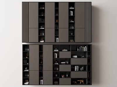Modern Bookcase With Multiple Open Compartments For Books And Decor Items Interior Design 3d model