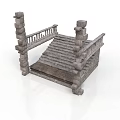 Detailed Ancient Style Stone Staircase With Decorative Railings And Columns