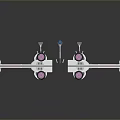 Two White Spaceship Models With Red And Blue Stripes And Small Parts