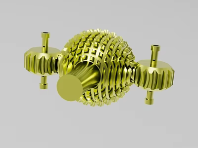 Golden Industrial Equipment With Precision Gears Shafts And Spherical Structure 3d model