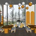 Modern Kindergarten Interior Design With Round Tables And Hanging Ball Decorations