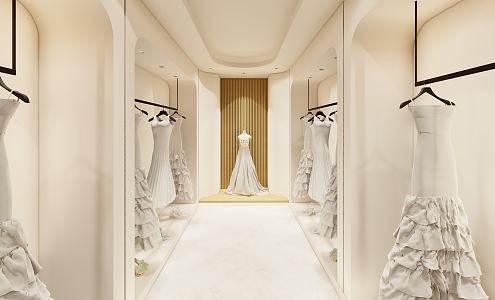 Modern Bridal Shop Wedding Dress Flagship Store 3d model