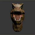 Realistic Tyrannosaurus Rex Dinosaur Head Sculpture With Open Mouth Sharp Teeth And Textured Skin