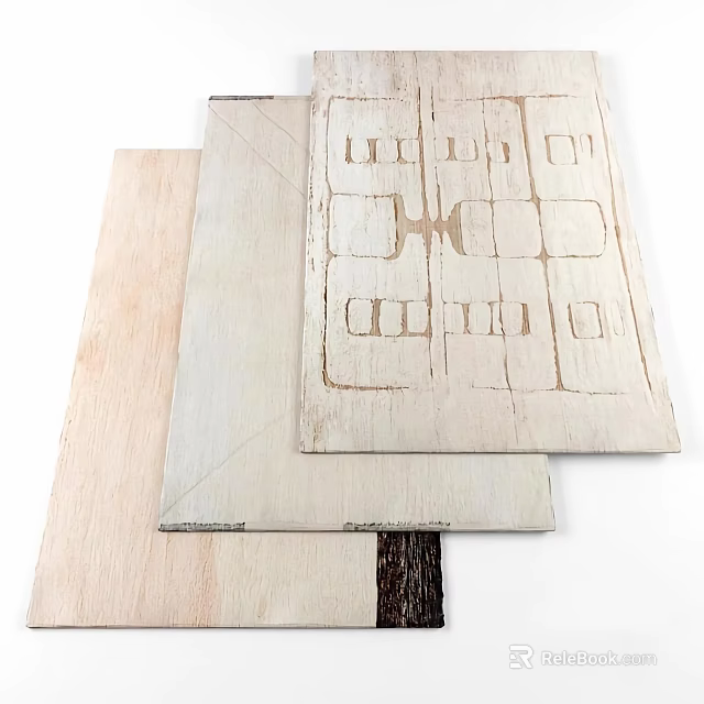 Square Rugs With Natural Wooden Texture And Geometric Pattern For Home Decor 3d model 