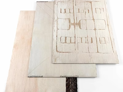 Square Rugs With Natural Wooden Texture And Geometric Pattern For Home Decor 3d model