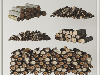 Modern wood stack combination 3d model