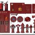 Essential Fire Fighting Equipment for Mini Fire Station Including Extinguishers Hydrants Cabinets Hoses 3d model