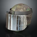 Camouflage Patterned Safety Helmet Featuring Metal Face Shield and Adjustable Straps