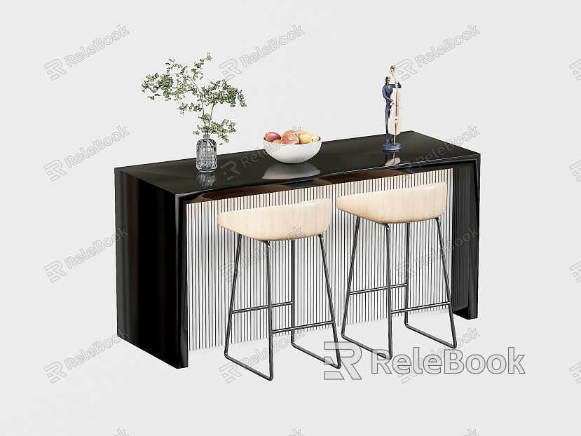 Modern Bar Chair Combination Water Bar Restaurant Bar Tea Desk Reception Desk Front Desk Decoration Vase model