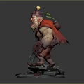 Fierce Open Mouth Monster With Red Fur Mechanical Claws Sharp Teeth And Metal Gear