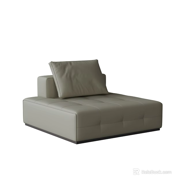 Modern Gray Leather Single Sofa With Sleek Square Design And Comfortable Cushion 3d model