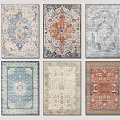 Multiple Square Rugs with Diverse Patterns and Colorful Designs 3d model