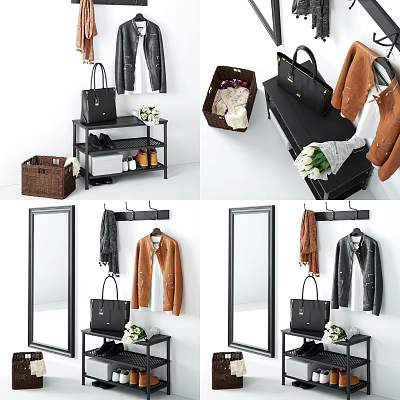 Modern Shoe Rack Shoe Rack Clothes Bag Basket Scarf 3d model Modern Shoe Rack Shoe Rack Clothes Bag Basket Scarf 3d model