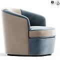 Two Tone Beige And Navy Blue Velvet Accent Chair With Curved Arms Modern Design