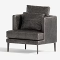Modern Gray Single Seater Sofa With Fabric Upholstery And Metal Legs