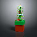 Lego Christmas Tree Decoration Featuring Spiral Green Design Red Base Star Top And Small House