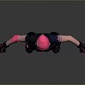 3D Game Character Model With Pink Hair Dark Blue Top And Black Pants