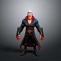 Fantasy 3D Character Model With White Hair Red Eyes Black Coat And Red Gloves