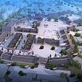 Traditional Ancient Architecture Complex With Courtyard Open Square Green Trees And Historic Design