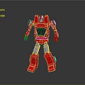 Red Robot Action Figure Toy with Detailed Design Standing Pose on Reflective Gray Background