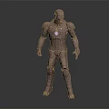 Iron Man Game Movie Character In Metallic Armor With Glowing Chest Circle Standing Pose