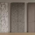 Three Cabinet Doors With Various Textures Sleek Design And Minimal Handles