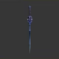 Fantasy Blue Ornate Sword With Detailed Blade And Shiny Decorative Hilt