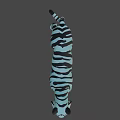Blue and Black Striped Tiger Walking on Gradient Purple to Pink Background